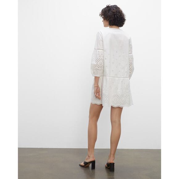 Club Monaco‎ NWT V-Neck Eyelet Mini Dres in White Size Medium MSRP $249 - Picture 2 of 8